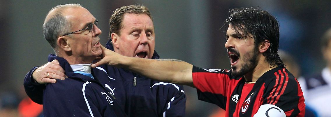 Leicht erregt: Gennaro Gattuso, rechts, kommuniziert mit Joe Jordan.