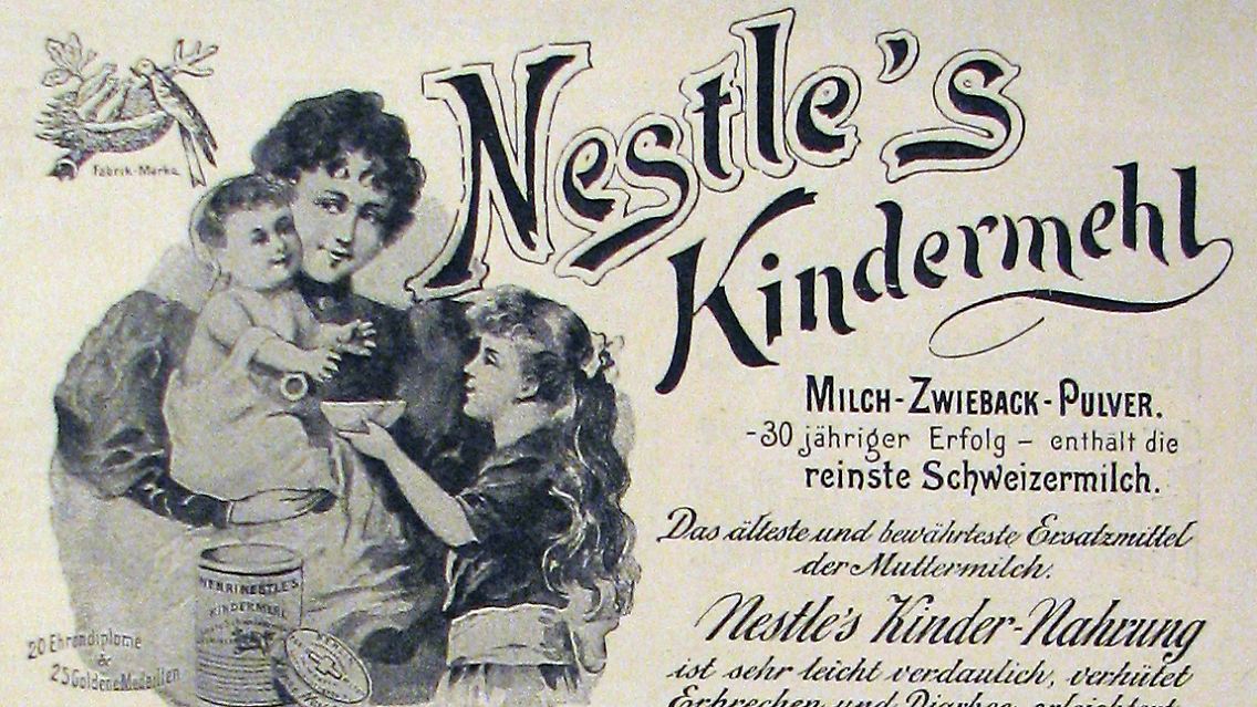 Den Grundstein für das Nahrungsimperium legte der Gründer und Apotheker Henri Nestlé 1866 mit dem Nestle Kindermehl. Das lösliche Milchpulver diente als Muttermilchersatz für Säuglinge.