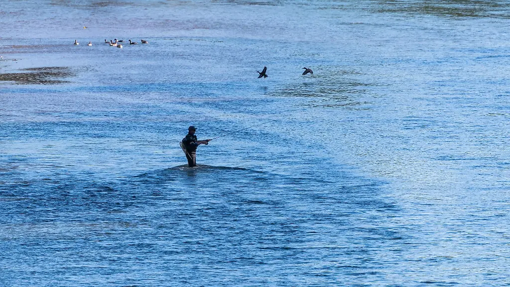 Ein-Mann-angelt-in-Muenchen-in-der-Isar