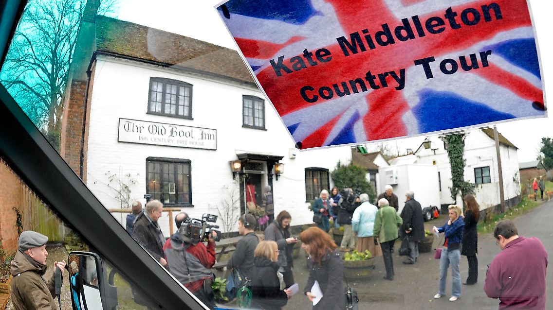 Die "Kate Middleton Country Tour" vor dem "Old Boot Inn".