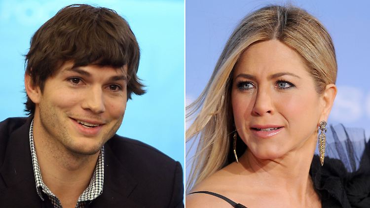 Der Fan und sein Idol: Ashton Kutcher und Jennifer Aniston.