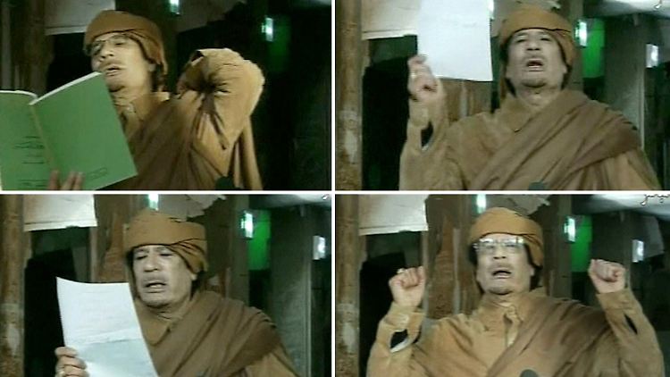 Gaddafi droht seinen Gegnern mit einem "Gemetzel", sollten sie ihre Proteste nicht beenden.