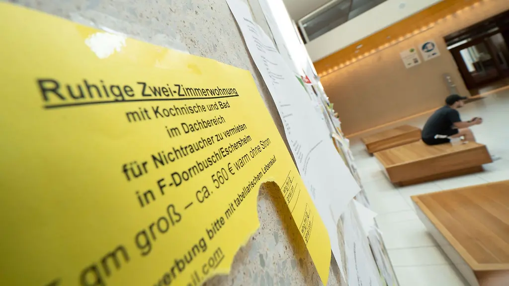 Ein-Studierender-sitzt-vor-einer-Wand-mit-einer-Wohnungsanzeige