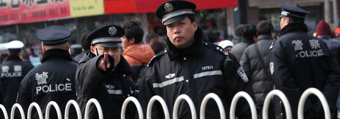 Geballte Polizeimacht in Peking.