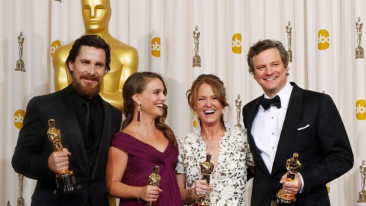 Ausgezeichnete Darsteller (v.l.): Christian Bale, Natalie Portman, Melissa Leo und Colin Firth.