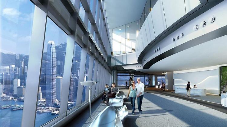 Die 393 Meter hoch gelegene Aussichtsetage "Sky 100" in Hongkong - hier noch in einer Computeranimation - soll im April im Stadtteil Kowloon eröffnet werden.