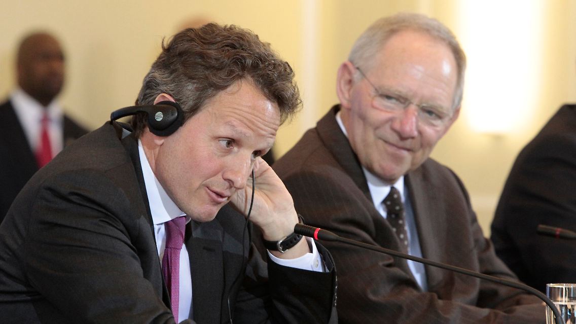 Auf einer Wellenlänge: Timothy Geithner und Wolfgang Schäuble.