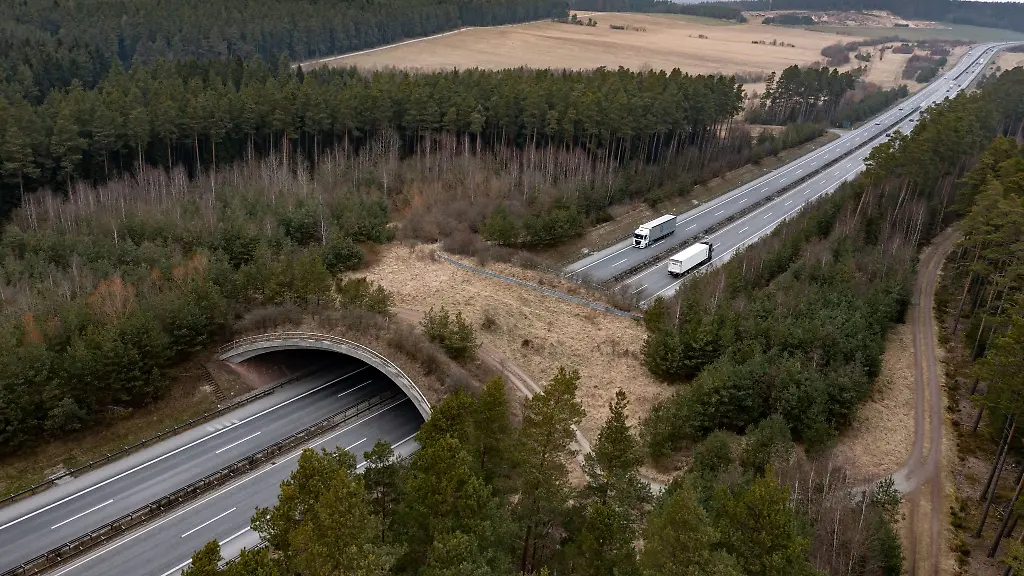 Eine-Gruenbruecke-auch-Wildbruecke-ueberspannt-eine-Autobahn