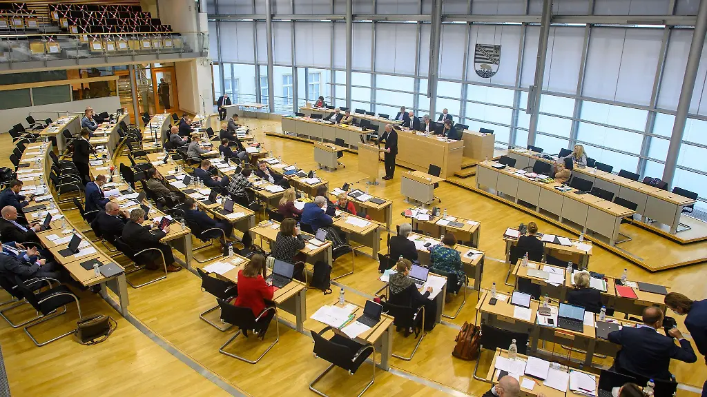 Abgeordnete-sitzen-im-Plenarsaal-des-Landtags