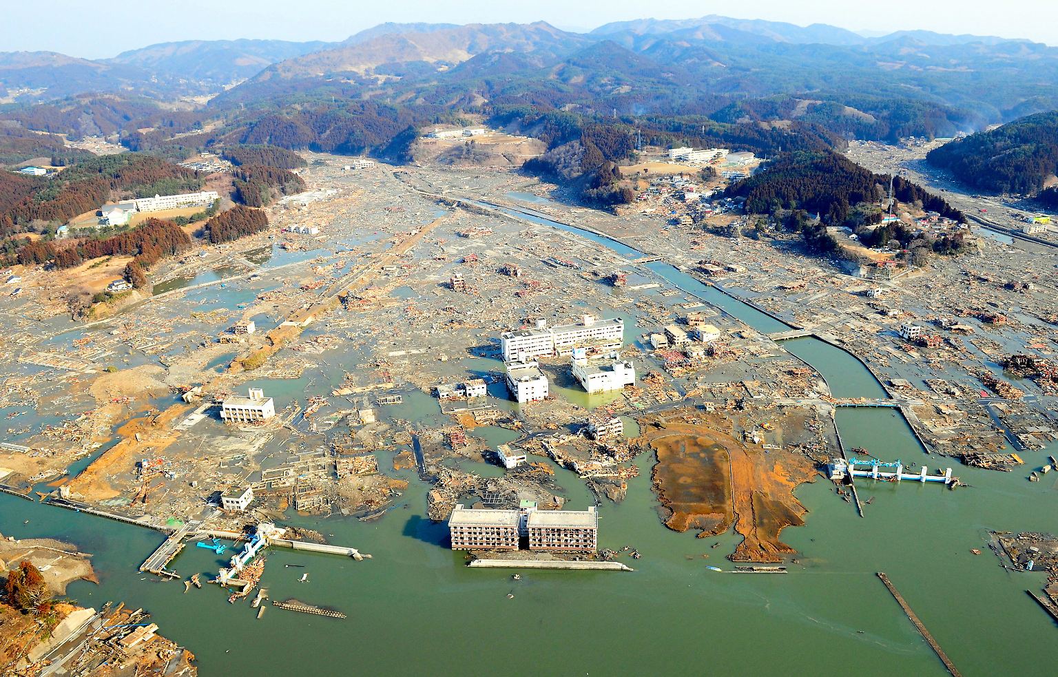 Die Stadt Kamiishi im japanischen Katastrophengebiet.