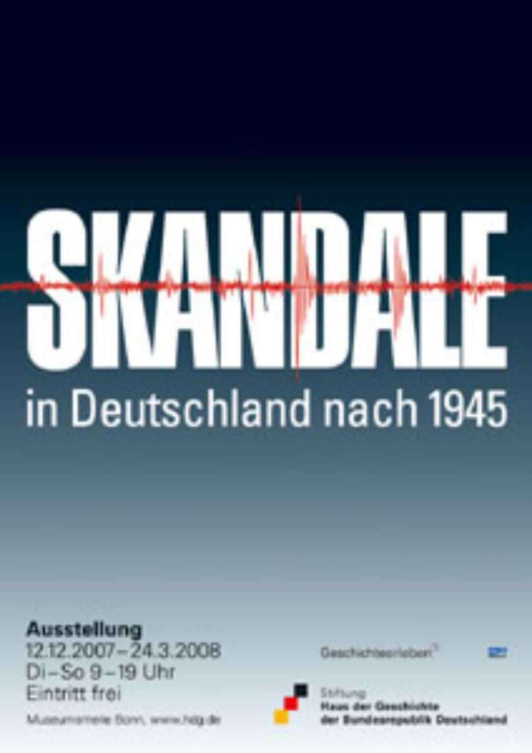 Contergan, Barschel oder Gladbeck: Zahlreiche Skandale sorgten nach 1945 für einen Aufschrei in der Bundesrepublik, prägten sogar die Gesetzgebung. Die Ausstellung "Skandale in Deutschland" im Haus der Geschichte in Bonn stellte von Ende 2007 bis März 2008 davon die vor, die Deutschland veränderten.