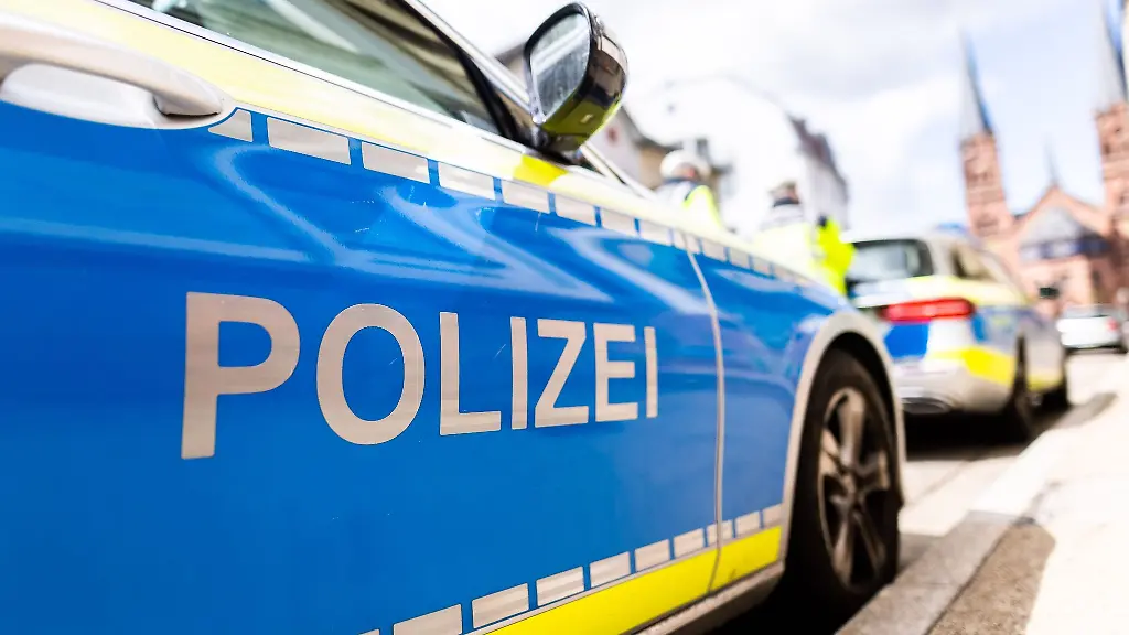 Zwei-Einsatzfahrzeuge-der-Polizei-stehen-am-Strassenrand