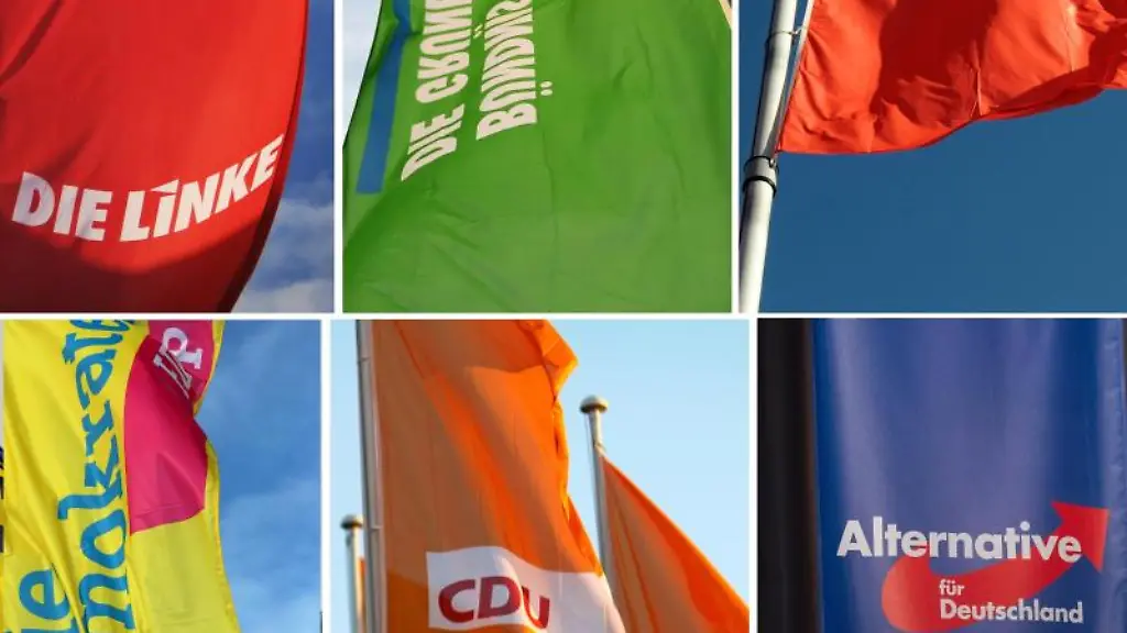 Die-Bildkombo-zeigt-Fahnen-der-Parteien-Die-Linke-l-r-Buendnis-90-Die-Gruenen-SPD-FDP-CDU-und-AfD