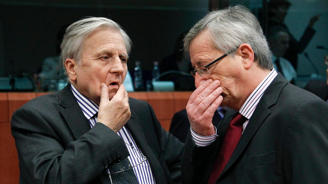 Bohren dicke Bretter: EZB-Chef Jean-Claude Trichet mit Eurogruppenchef Jean-Claude Juncker.