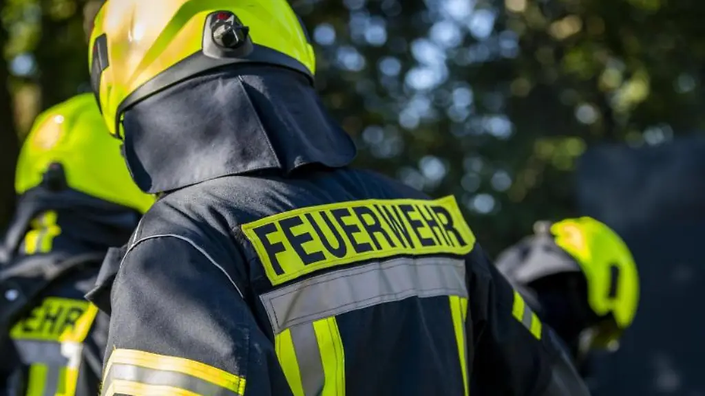 Feuerwehrleute-stehen-zusammen-um-den-Einsatz-zu-besprechen
