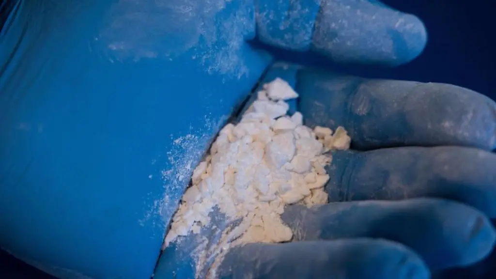 Ein-Zollbeamter-haelt-gepresstes-und-hoch-konzentriertes-Kokain-in-der-Hand