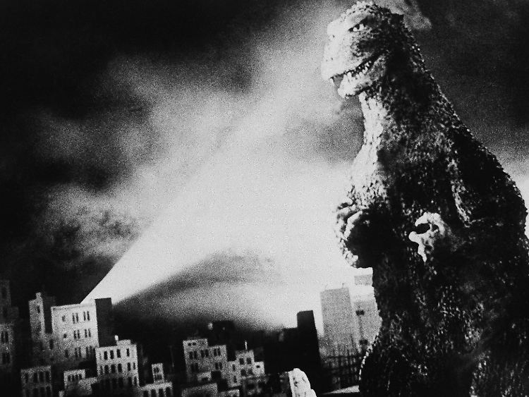Szene aus einem frühen Godzilla-Film.