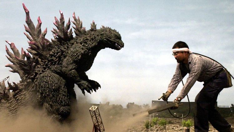 Dreharbeiten zum 24. Godzilla-Film in den Toho-Studios in Tokio.