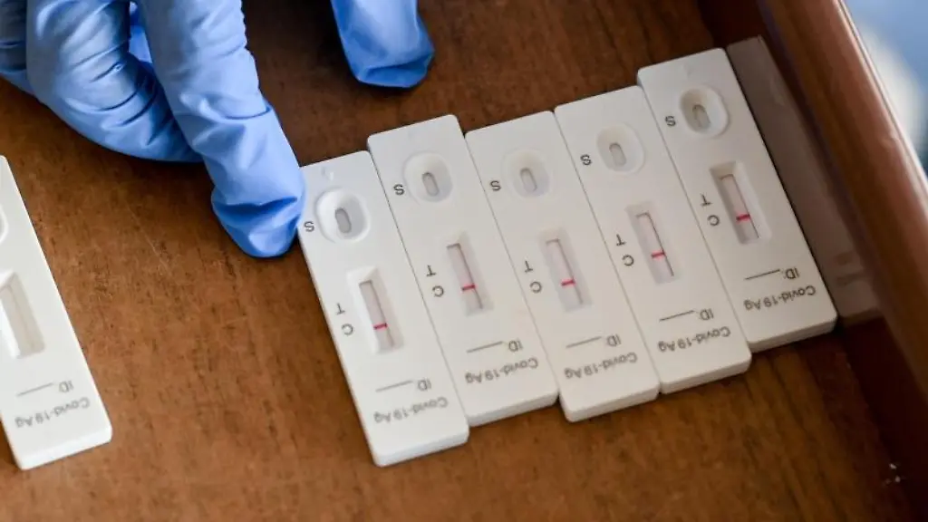 Eine-Pflegekraft-sortiert-Testergebnisse-von-Corona-Schnelltests