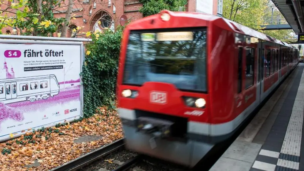 Eine-S-Bahn-faehrt-in-einen-Bahnhof-ein