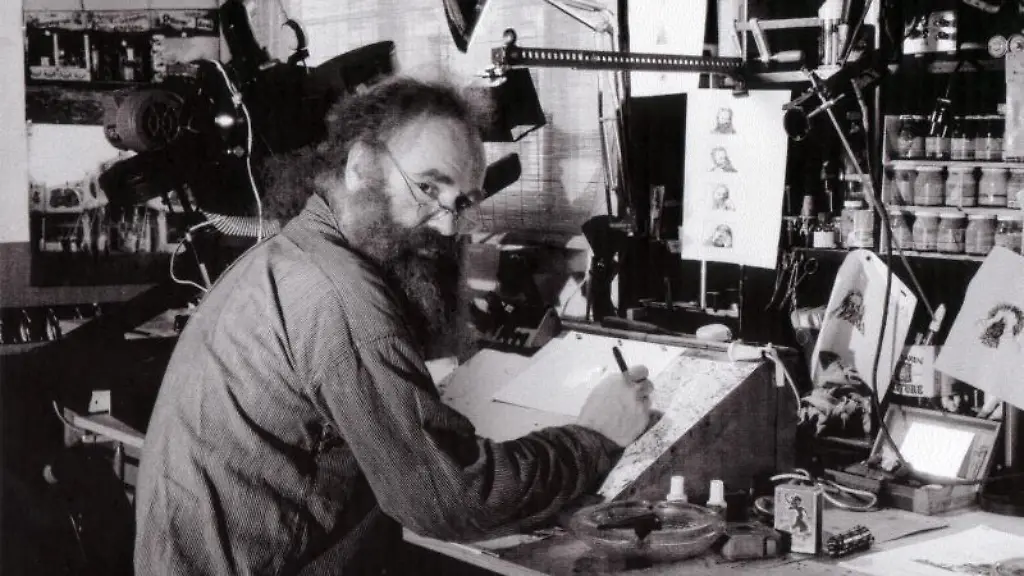 Der-Filmemacher-Helmut-Herbst-zeichnet-an-einem-Tricktisch