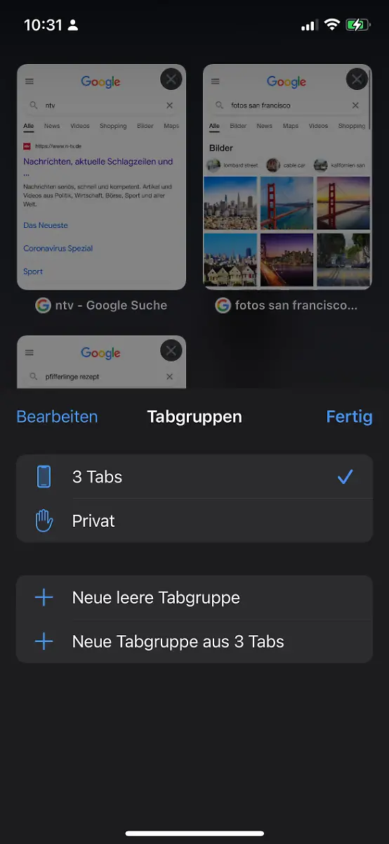 Safari-Tab-Gruppen
