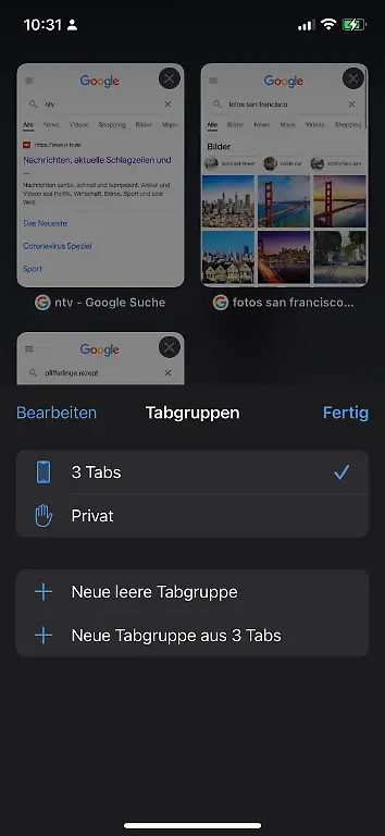 Safari-Tab-Gruppen