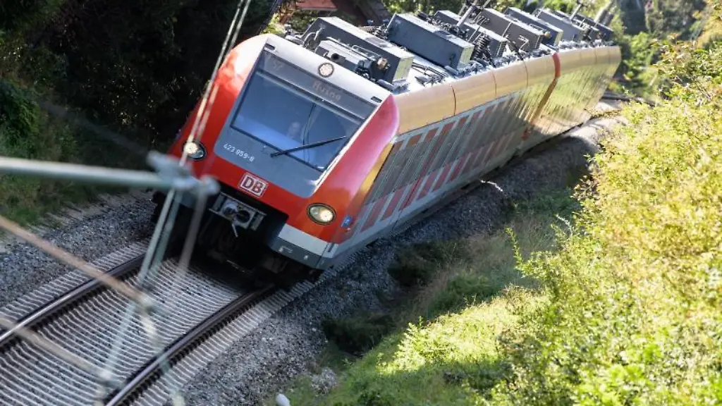 Eine-S-Bahn-faehrt-ueber-die-Gleise