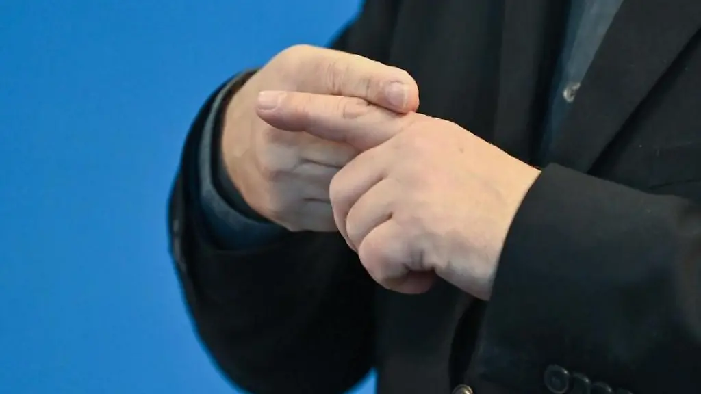 Ein-Gebaerdensprach-Dolmetscher-uebersetzt-fuer-Gehoerlose-eine-Rede