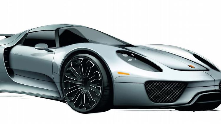 Porsche nimmt ab sofort Bestellungen für den 918 Spyder entgegen, den es bislang nur auf Skizzen wie dieser zu sehen gibt.
