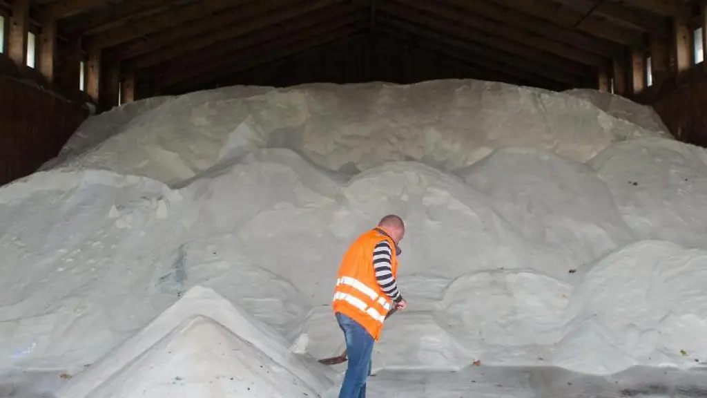 Ein-Mitarbeiter-einer-Meisterei-steht-in-einer-Halle-vor-einem-Berg-aus-Streusalz