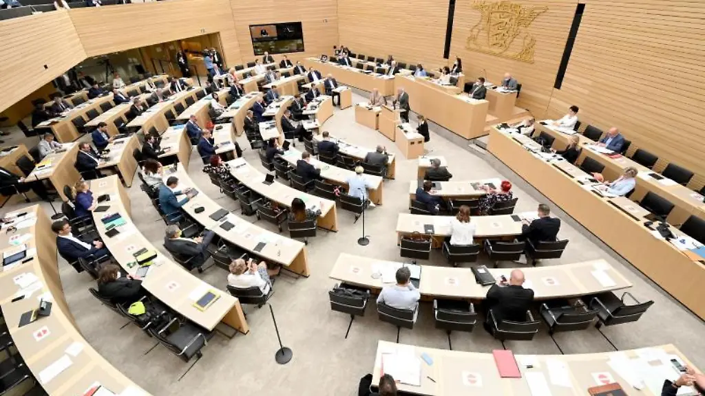 Abgeordnete-waehrend-einer-Plenarsitzung-im-Landtag