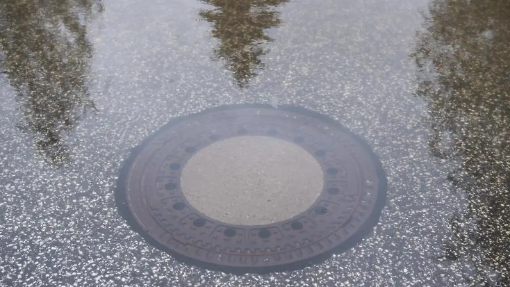 Ein-Gullydeckel-ist-ueberschwemmt