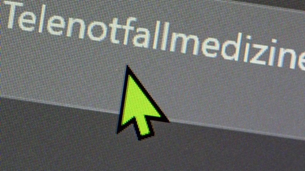 Der-Schriftzug-Telenotfallmediziner-ist-auf-einem-Bildschirm-zu-sehen