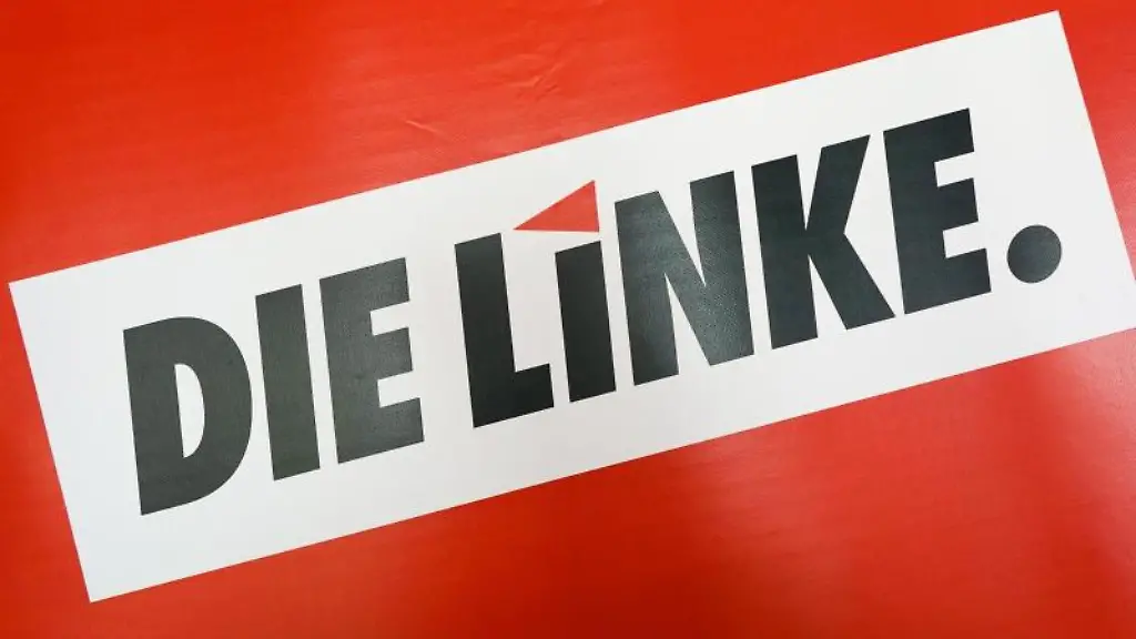 Das-Logo-der-Partei-Die-Linke-steht-auf-rotem-Grund