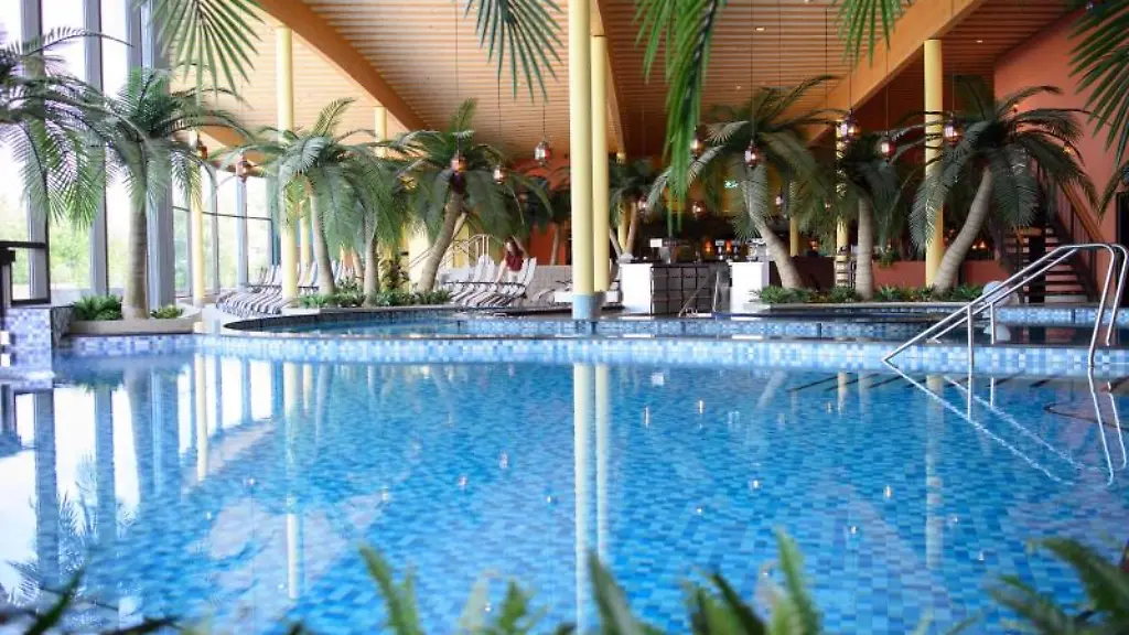 Palmen-und-Liegestuehle-stehen-in-der-Havel-Therme-in-Werder-am-Beckenrand