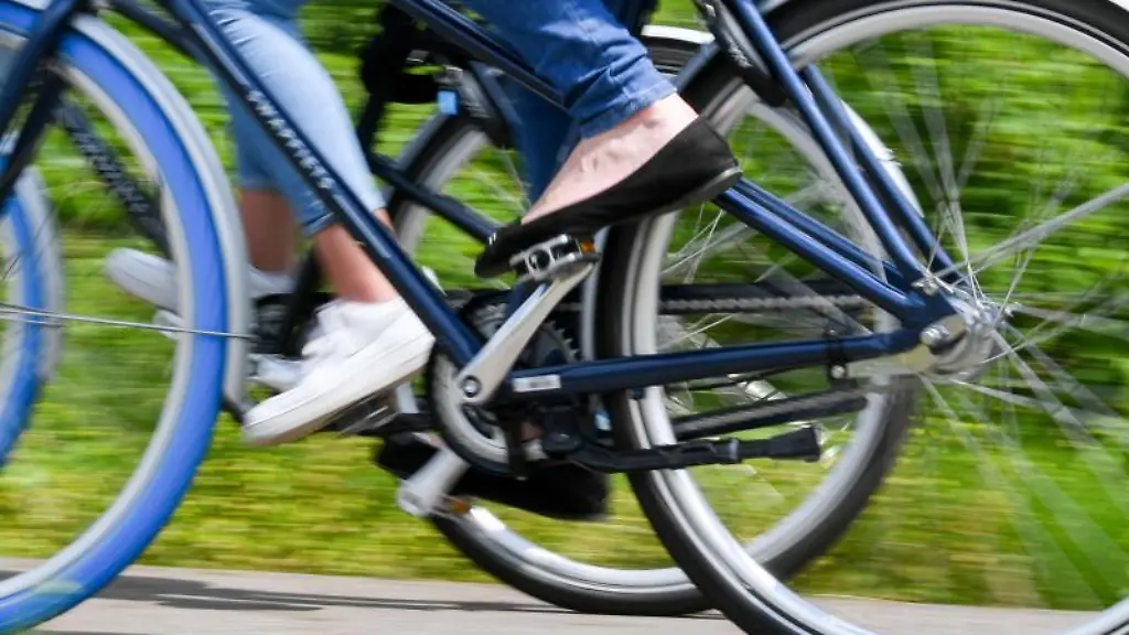 Radfahrerinnen-sind-auf-einem-Radweg-unterwegs