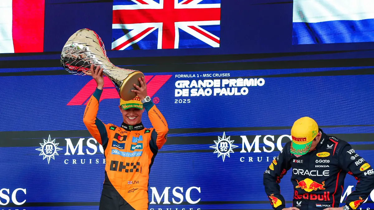 NORRIS-Lando-gbr-McLaren-F1-Team-MCL39-portrait-and-VERSTAPPEN-Max-nld-during-the-2025-Formula-1-Grande-Premio-de-Sao-Paulo-2025-Sao-Paulo-Grand-Prix-21th-round-of-the-2025-FIA-Formula-One-World-Championship-from-November-7-to-9-2025-on-the-Interlagos-in-Sao-Paulo-Brazil-Photo-Florent-Gooden-DPPI
