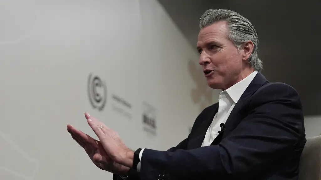 California-Gov-Gavin-Newsom-speaks-during-an-interview-with-The-Associated-Press-at-the-COP30-U-N-Climate-Summit-Tuesday-Nov-11-2025-in-Belem-Brazil-AP-Photo-Joshua-A