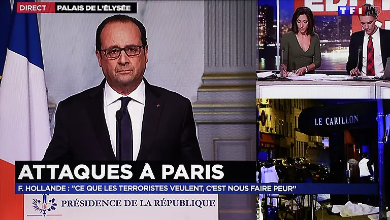 PHOTOPQR-L-EST-REPUBLICAIN-ATTENTAT-ATTAQUES-TERROTISTES-PRESIDENCE-DE-LA-REPUBLIQUE-Nancy-13-novembre-2015-Allocution-en-direct-peu-avant-minuit-du-president-de-la-Republique-Francois-HOLLANDE-suite-aux-3-attentats-dans-et-autour-de-Paris