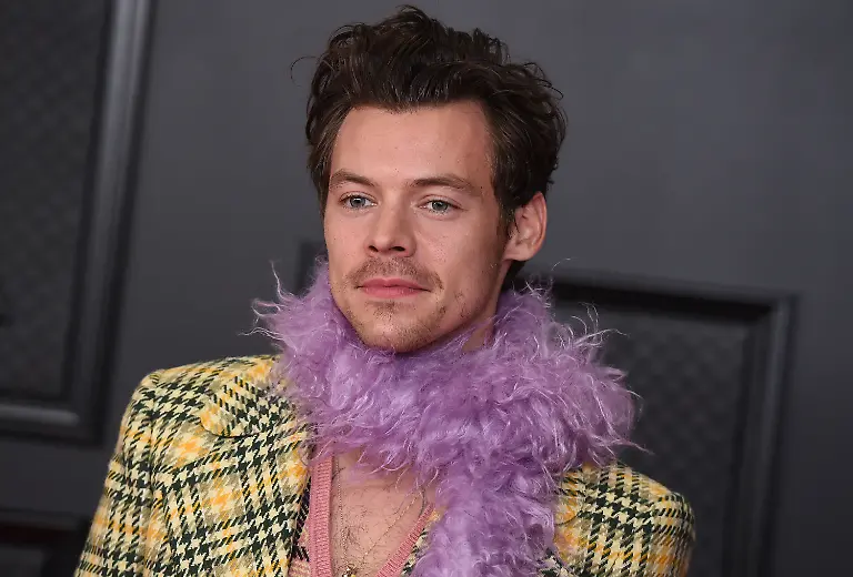 Saenger-Harry-Styles-im-Presseraum-bei-der-Verleihung-der-63-Grammy-Awards-im-Convention-Center