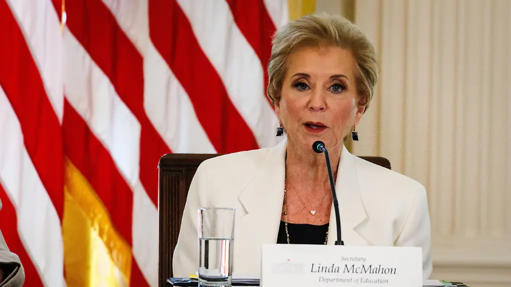 U-S-Secretary-of-Education-Linda-McMahon-speaks-during-a-meeting-of-the-White-House-Task-Force-on-Artificial-Intelligence-AI-Education-with-U-S-First-Lady-Melania-Trump-in-the-East-Room-of-the-White-House-on-September-4-2025-in-Washington-D-C-This-is-the-second-meeting-of-the-task-force-since-President-Trump-signed-a-executive-order-on-Advancing-AI-Education
