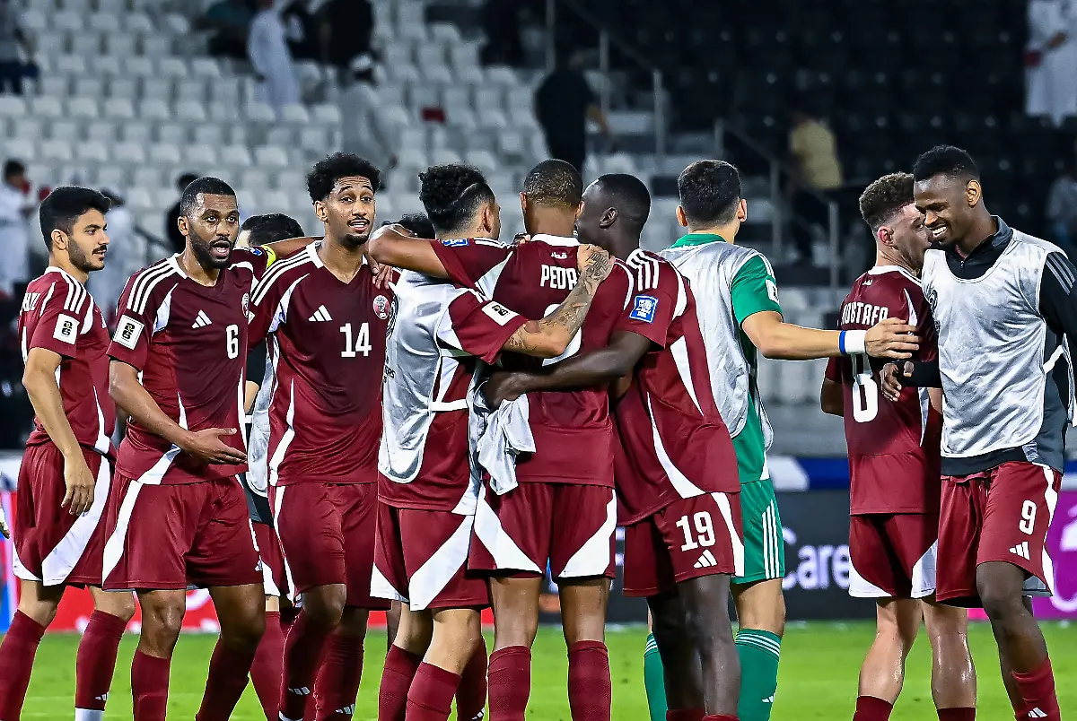 2026-FIFA-World-Cup-WM-Weltmeisterschaft-Fussball-Qualifier-Qatar-v-Iran-players-of-qatar-celebrates-after-winning-the-FIFA-World-Cup-2026-AFC-Asian-Qualifiers-group-A-third-round-match-between-Qatar-and-Iran-at-Jassim-Bin-Hamad-Stadium-in-Doha-Qatar-on-June-5-2025-DOHA-Qatar-Copyright-xNOUSHADx