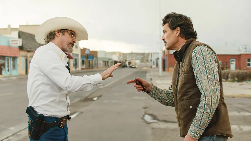 Joaquin-Phoenix-and-Pedro-Pascal-USA-Joaquin-Phoenix-and-Pedro-Pascal-in-CA24-film-Eddington-2025-Plot-SIn-May-of-2020-a-standoff-between-a-small-town-sheriff-and-mayor-sparks-a-powder-keg-as-neighbor-is-pitted-against-neighbor-in-Eddington-New-Mexico-LMK106-J11186-290725-Supplied-by-LMKMEDIA-Editorial-Only-Landmark-Media-is-not-the-copyright-owner-of-these-Film-or-TV-stills-but-provides-a-service-only-for-recognised-Media-outlets