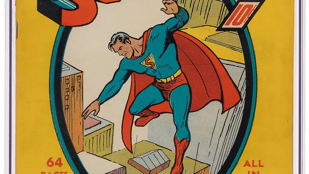 Dieses-von-Heritage-Auctions-HA-com-zur-Verfuegung-gestellte-Foto-zeigt-die-erste-Ausgabe-der-Superman-Comic-Reihe-aus-dem-Jahr-1939-Auf-einer-Auktion-in-New-York-erzielte-das-erste-Heft-der-Serie-einen-Rekordpreis-von-9-12-Millionen-Dollar-7-93-Millionen-Euro