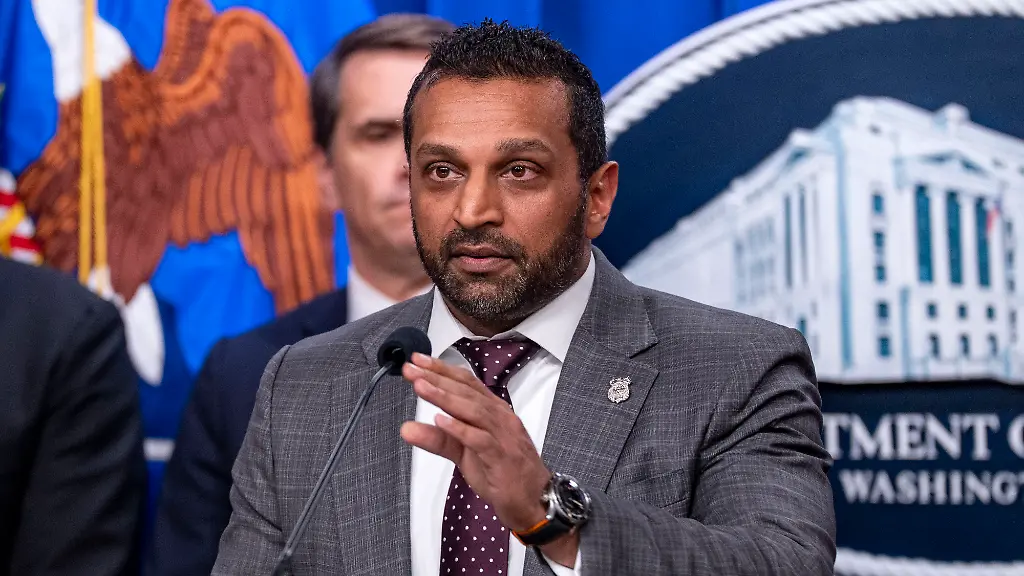 Federal-Bureau-of-Investigation-FBI-Director-Kash-Patel-speaks-during-a-press-conference-with-representatives-from-the-FBI-State-Department-Treasury-Department-and-international-law-enforcement-on-actions-taken-against-an-international-criminal-organization-at-the-Department-of-Justice-Headquarters-in-Washington-DC-on-Wednesday-November-19-2025-Attorney-General-Pam-Bondi-announced-sanctions-against-former-Olympic-snowboarder-Ryan-Wedding-who-is-now-one-of-FBI-s-10-most-wanted-fugitives-accused-of-leading-a-transnational-cocaine-network-linked-to-the-Sinaloa-Cartel