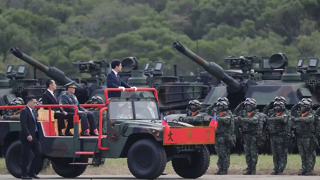 Taiwan-s-President-Lai-Ching-te-inspects-the-soldiers-during-the-inauguration-ceremony-of-M1A2T-Abrams-Main-Battle-Tanks-in-Hsinchu-County-Taiwan-Friday-Oct-31-2025