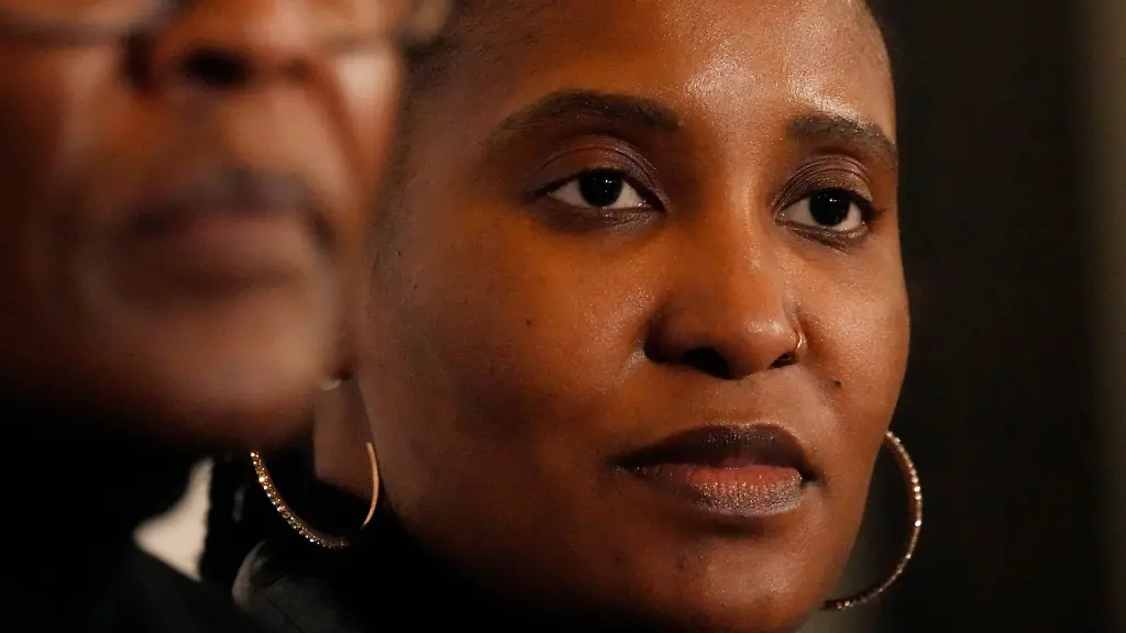 FILE-Duduzile-Zuma-right-former-South-Africa-s-President-Jacob-Zuma-s-daughter-watches-on-as-a-journalist-asks-a-question-during-media-briefing-where-her-father-was-expected-in-Johannesburg-South-Africa-Saturday-June-25-2022