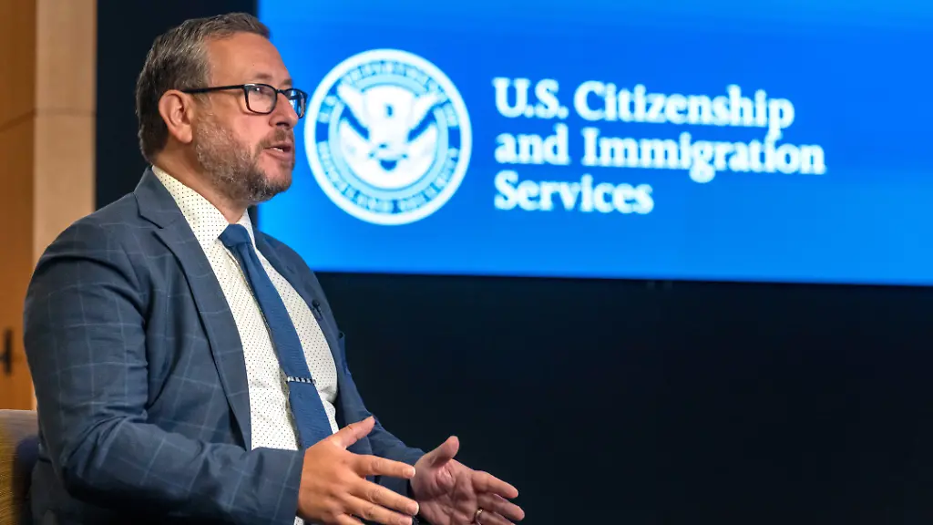 Director-of-U-S-Citizenship-and-Immigration-Services-Joseph-Edlow-speaks-during-an-interview-with-the-Associated-Press-at-the-agency-s-headquarters-Monday-Sept-8-2025-in-Camp-Springs-Md