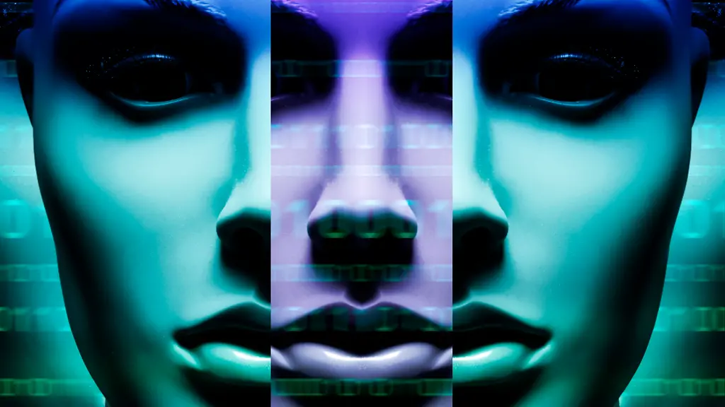 FOTOMONTAGE-Frauenfigur-mit-Binaercode-Symbolfoto-kuenstliche-Intelligenz